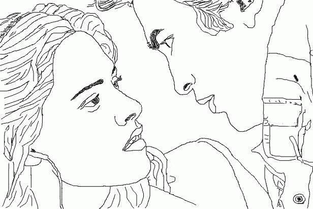 Bella and Edward close to each other Coloring Page