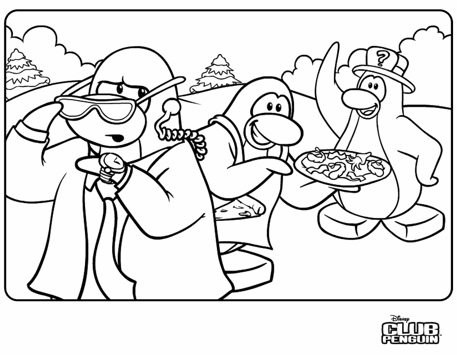 Cartoon Coloring Club Penguin Coloring Pages Puffles Print Club 