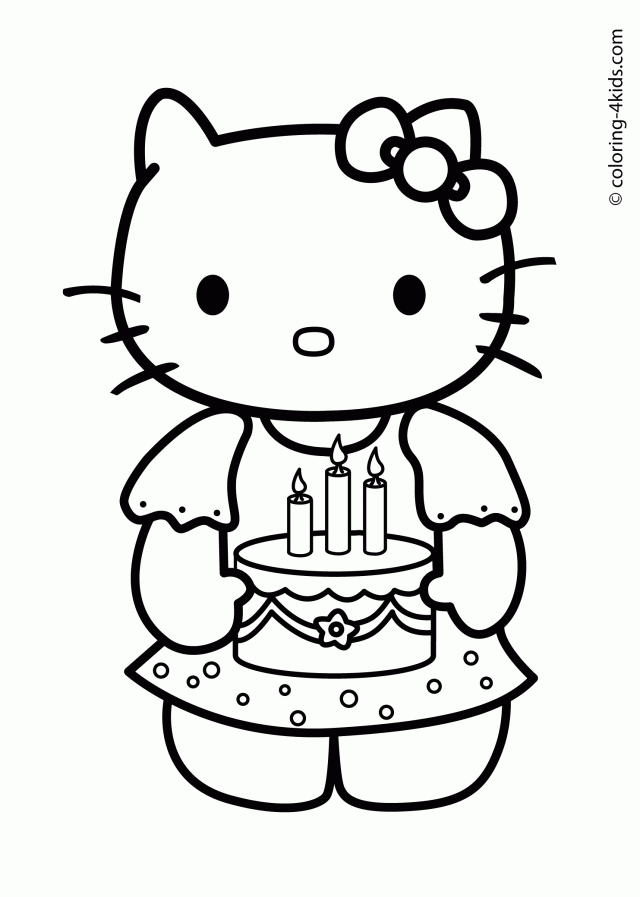 Hello Kitty Happy Birthday Coloring Pages Coloring Home