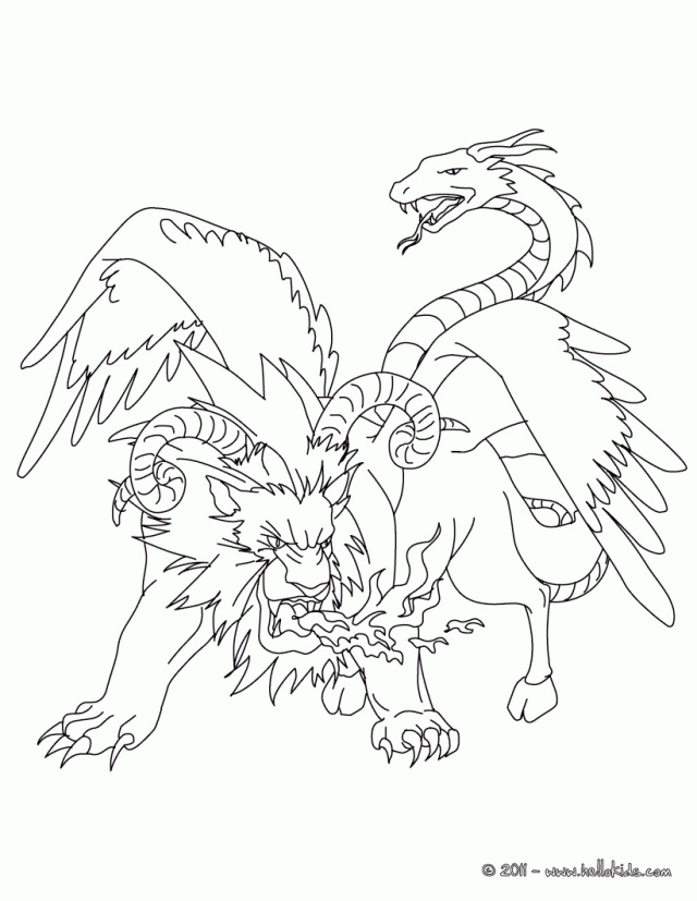 GREEK FABULOUS CREATURES AND MONSTERS Coloring Pages CHIMERA The 