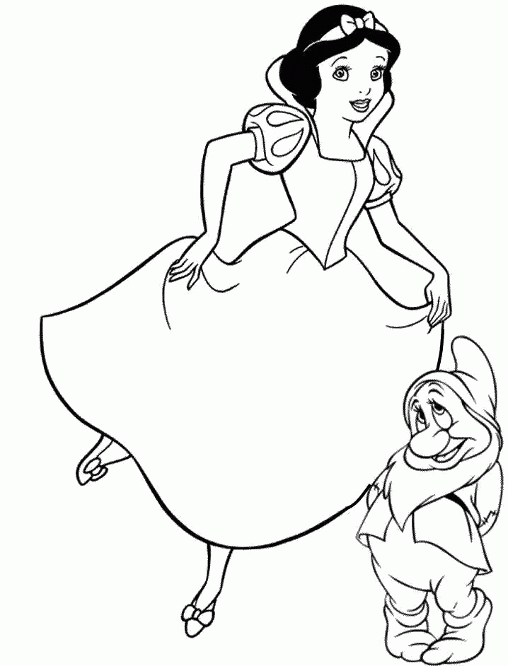 Princess Snow White Was With The Little Coloring Pages - Princess 