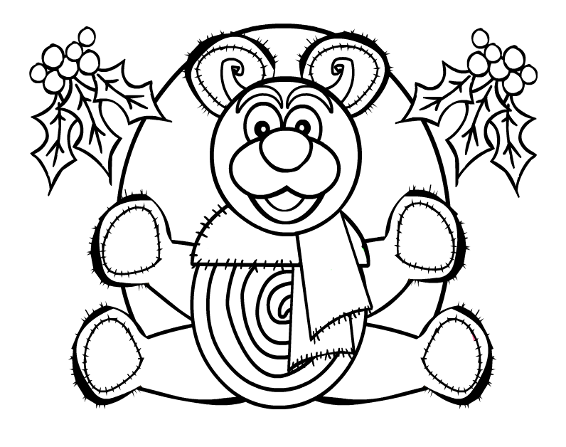 Christmas bear Coloring Pages - Coloringpages1001.