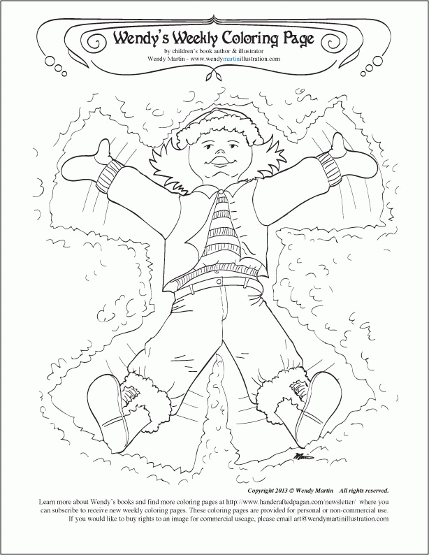 Making a snow angel coloring page -