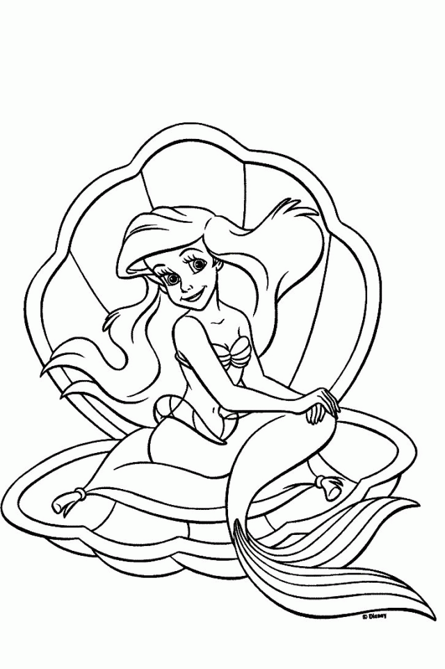 Little Mermaid On The Rock Coloring Page Pictures Printable 61037 