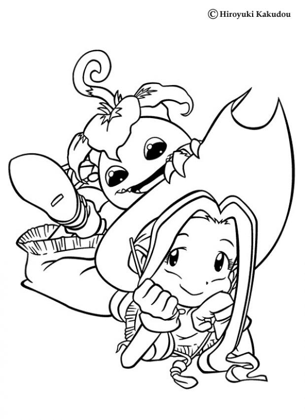 DIGIMON Coloring Page And Yokomon - Coloring Home