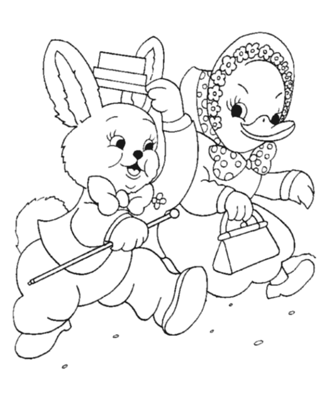 Easter Ducks Coloring Page Sheets | BlueBonkers - Free Printable 