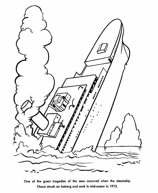 USA-Printables: Wreck of the Titanic coloring sheet - American 