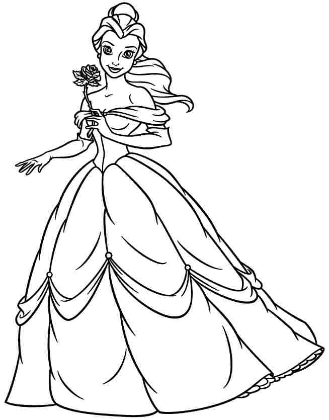 Disney Princess Belle Coloring Pages Free Printable For Kids 