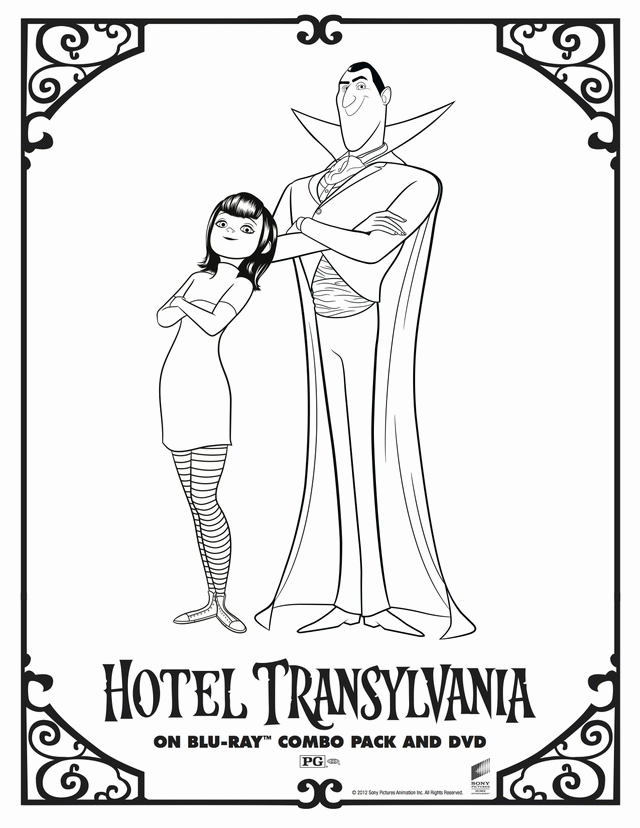 Hotel Transylvania's Dracula and Mavis - Free Printable Coloring Pages