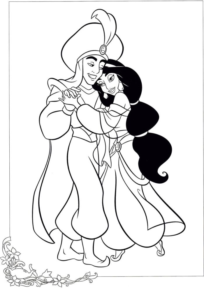 Jasmine And Aladdin Colouring Pages - Jasmine Cartoon Coloring - Coloring  Home