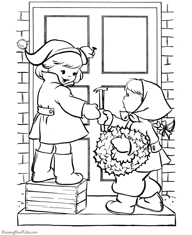Printable Christmas Wreath Coloring Pages - 002