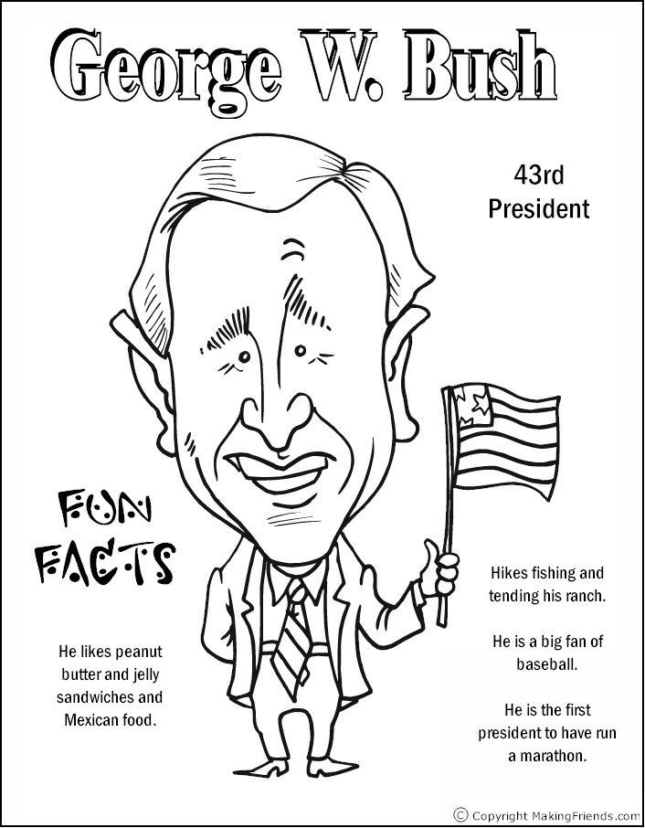 George W Bush Coloring Page | President's Day