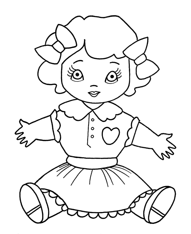 Christmas Toys Coloring Pages - Girl Dolly Coloring Sheet 