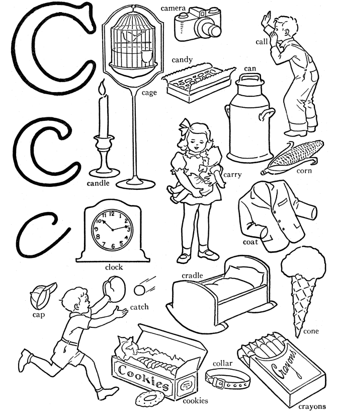 Words Coloring Pages – Letter C | Coloring Pages