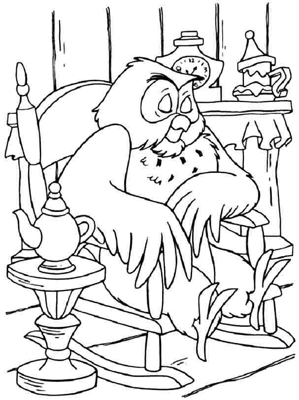 Cartoon Winnie The Pooh Owl Coloring Sheets Free Printable For 
