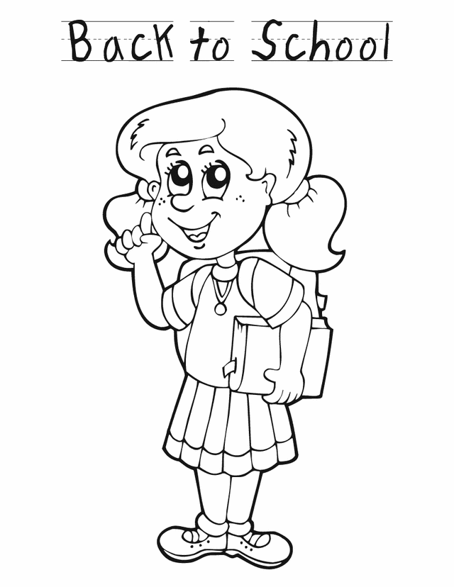 chool girl Colouring Pages