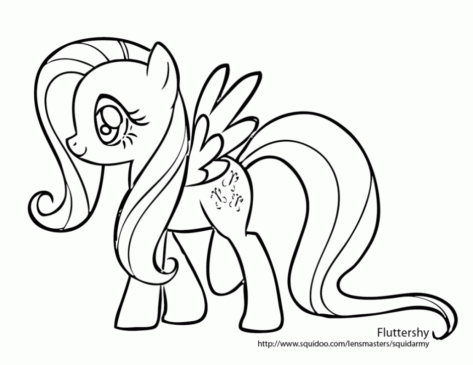 Printable Little Pony Friendship Magic Fluttershy Coloring Pages 