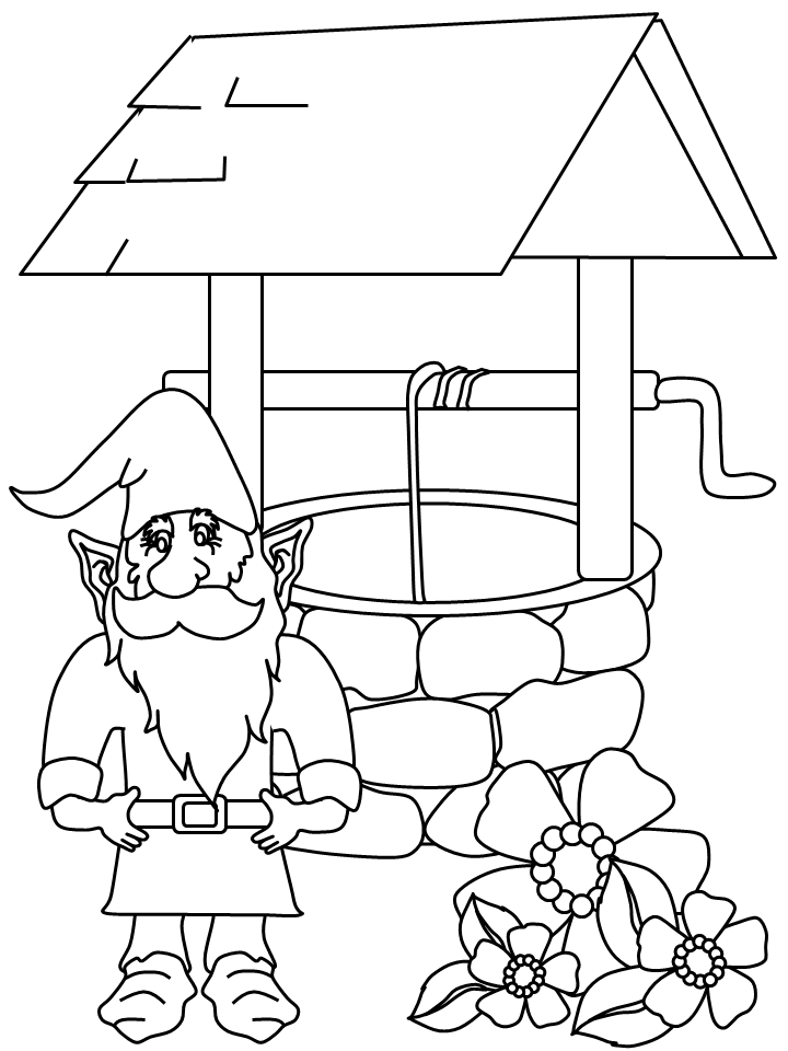 Draw Well Coloring Pages Free Of Gnome : New Coloring Pages