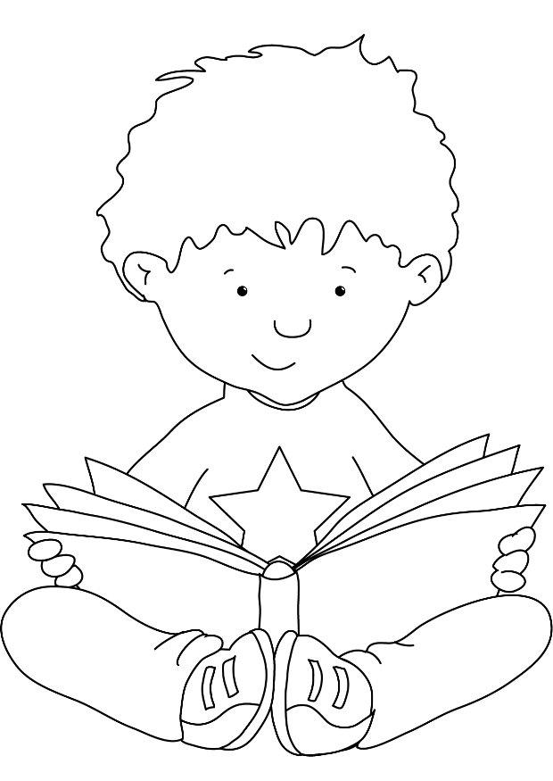 music children reading Colouring Pages