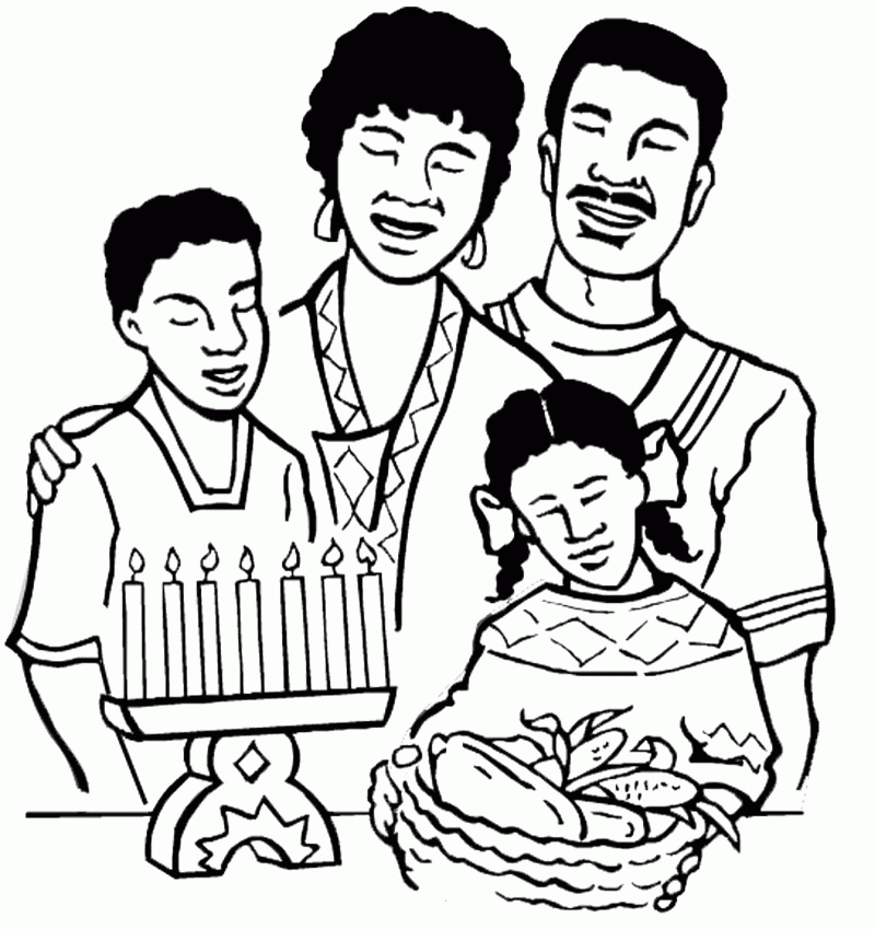 Kwanzaa Coloring Pages : The Big Family Happy Kwanzaa Coloring 