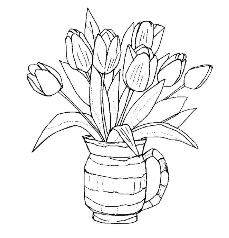 Spring Flowers With Attractive Coloring Pages - Kids Colouring Pages