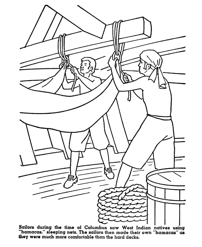 Columbus Day Coloring Pages | Columbus discovered hammocks 