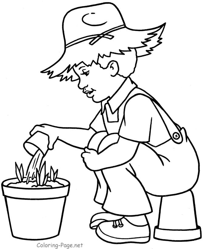 Boy Farmer Colouring Pages - Coloring Home