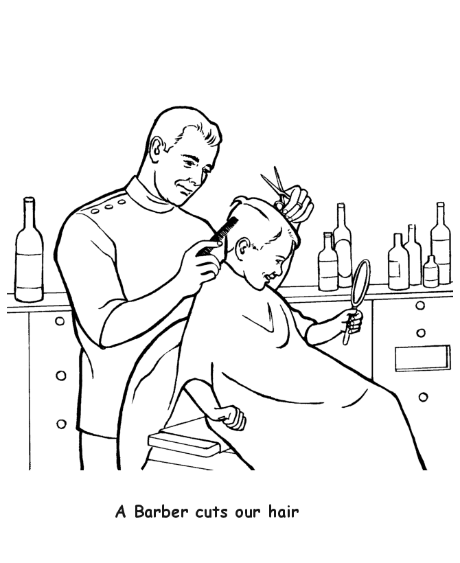 Free sheets Barber Jobs coloring pages for kids | coloring pages