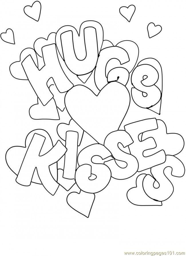 Coloring Pages Xoxo Hugs Kisses Valentine 650x893 (Entertainment 