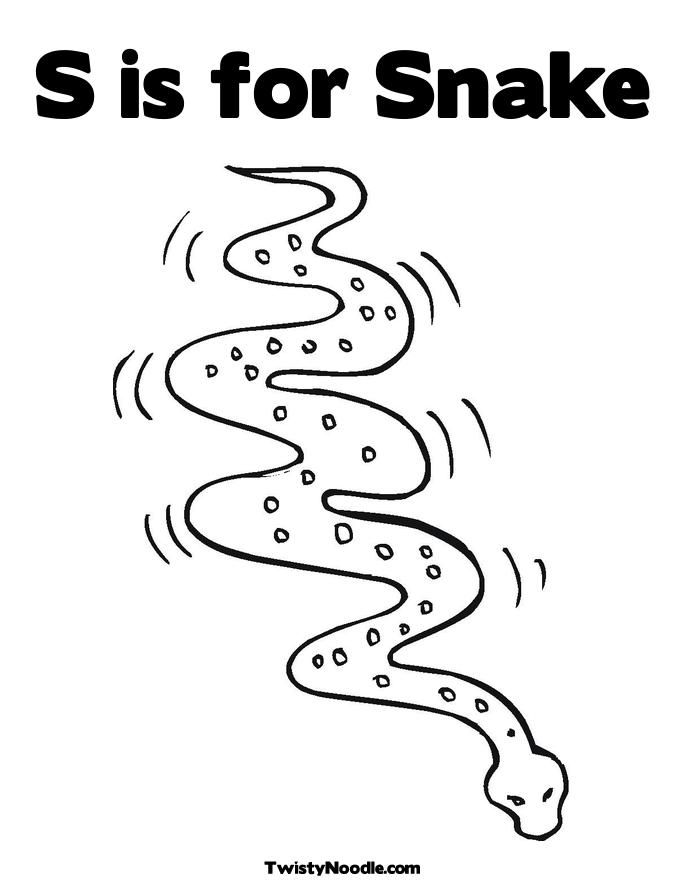 S For Snake Coloring Page Twisty Noodle Picture