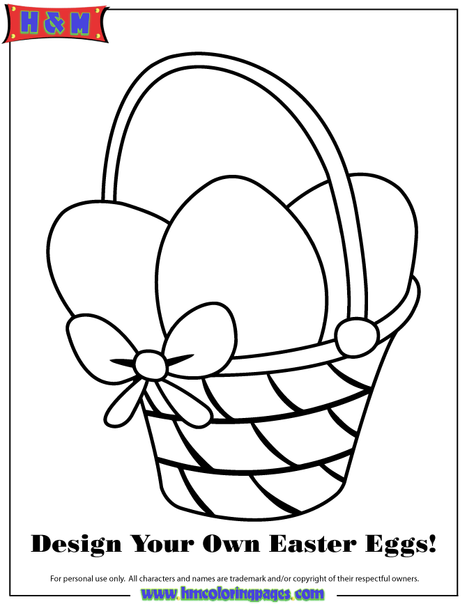Easter Basket With 3 Blank Eggs Coloring Page | Free Printable 