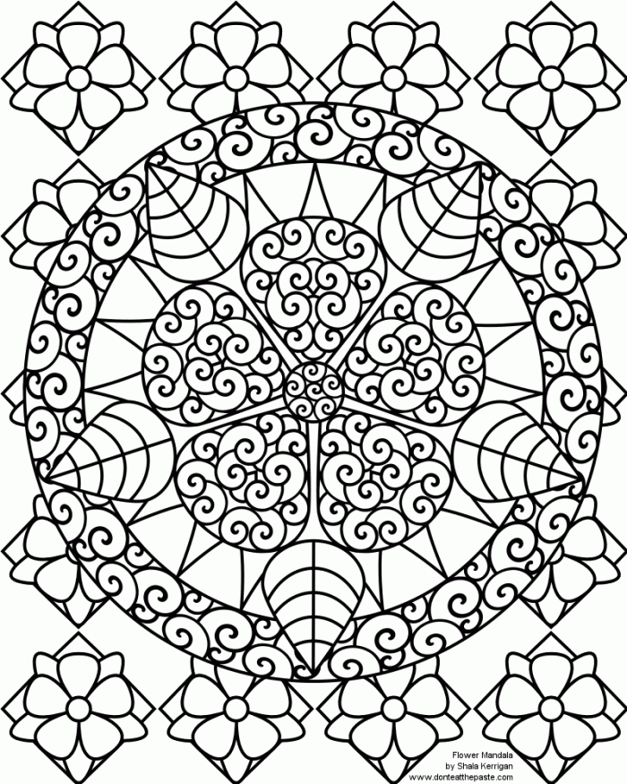 Hard Flower Coloring Pages For Teenagers | 99coloring.com