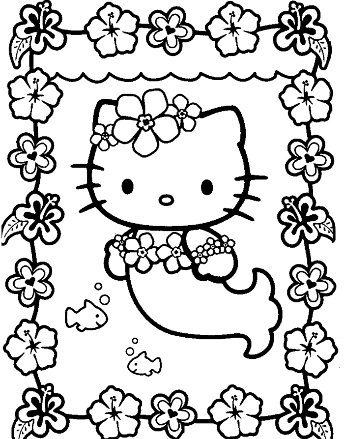 Download Adorable Hello Kitty Coloring Pages As A Mermaid Or Print 
