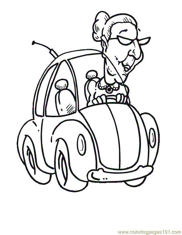 Coloring Pages Old Women Car (Sports > Racing Cars ) - free 