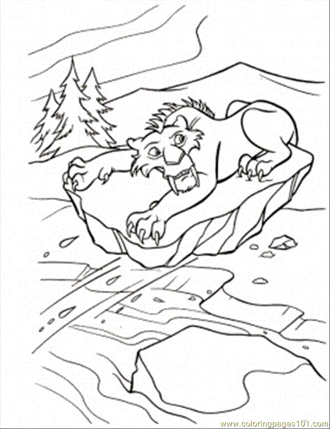 Coloring Pages Diego On Peace Of Ice (Cartoons > Ice Age) - free 