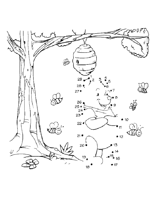 coloring pages - Connect the Dots » Pooh (421) - Pooh