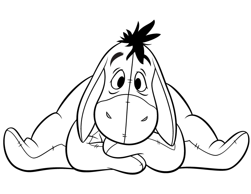 Cute Eeyore Cartoon Coloring Page | HM Coloring Pages