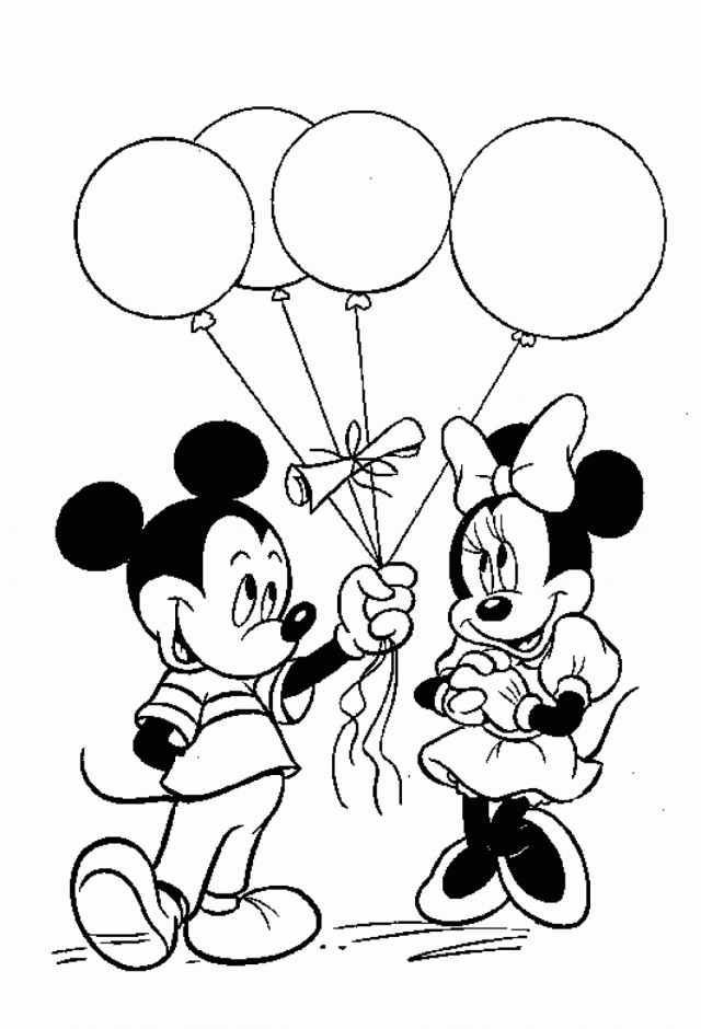 Mickey Mouse Birthday Coloring Pages Minnie And Mickey Coloring 