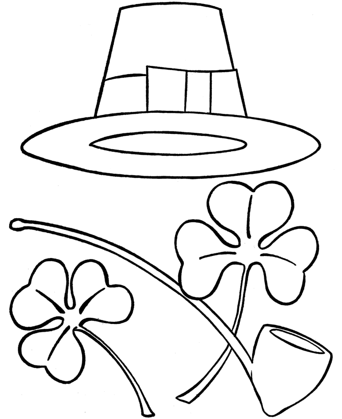 st patricks day coloring pages irish hat pipe and shamrocks 