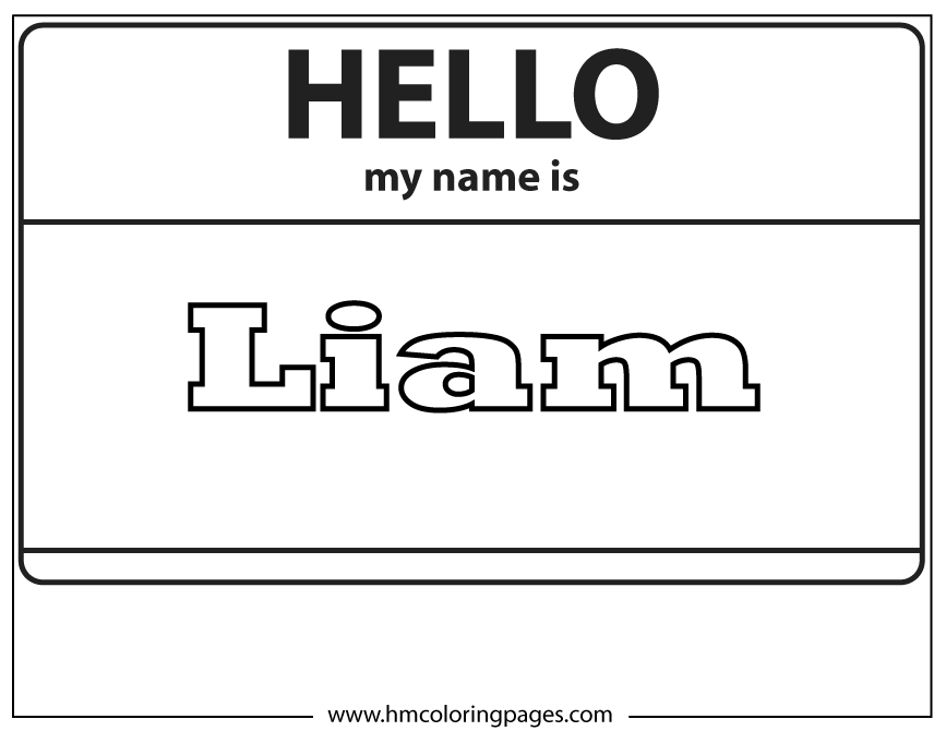 Liam name coloring page to print