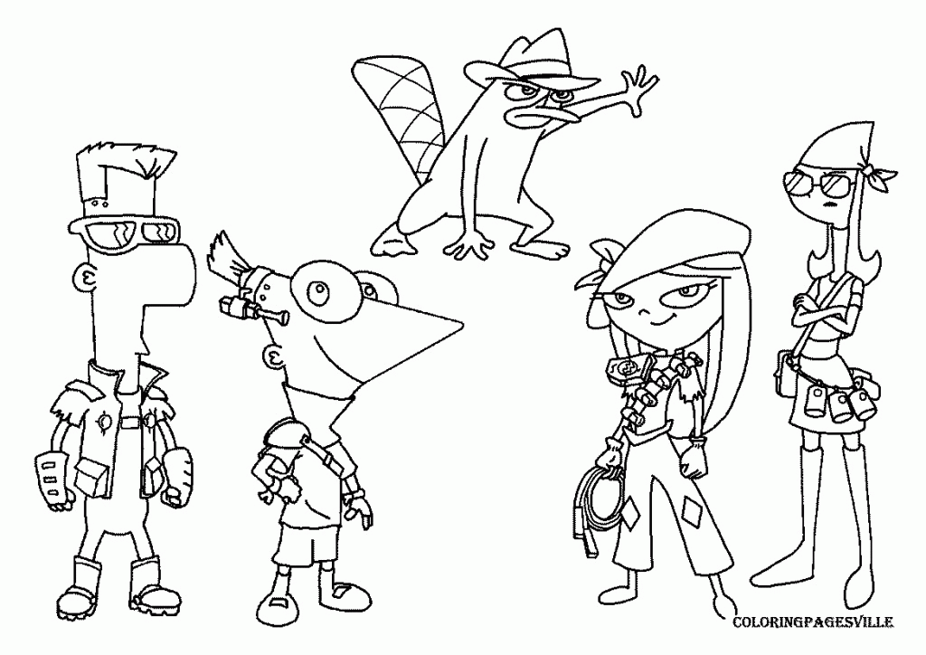 phineas and ferb characters coloring pages