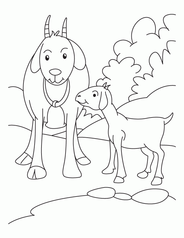 Kid with mother goat coloring pages | Download Free Kid with 