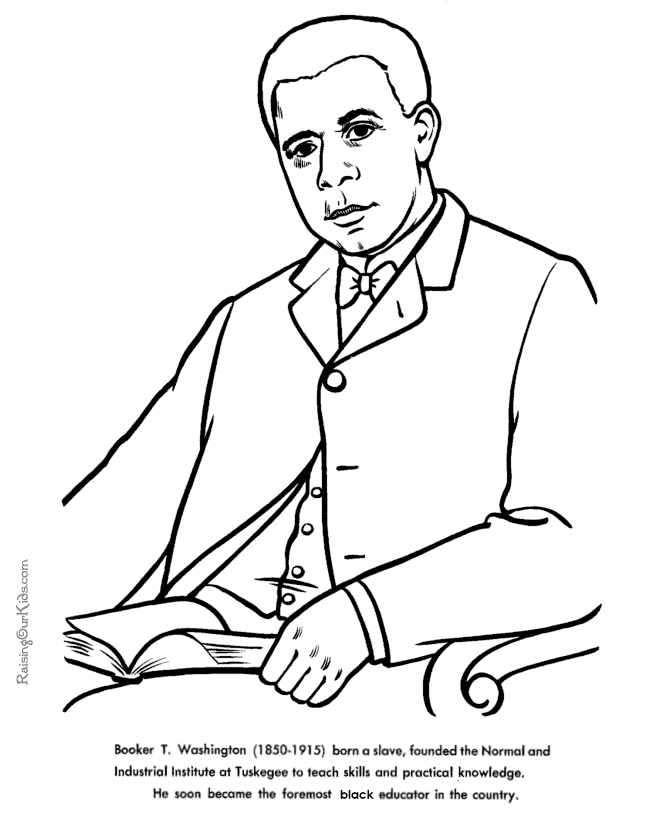 Booker T Washington - American history coloring page for kid 086