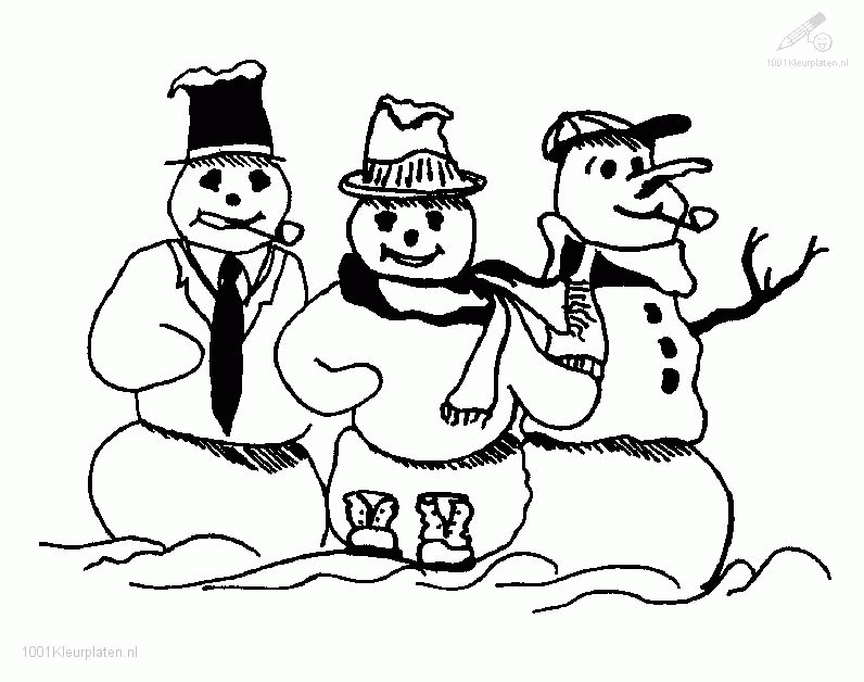 Christmas Snowman Frosty Snowman Coloring Page