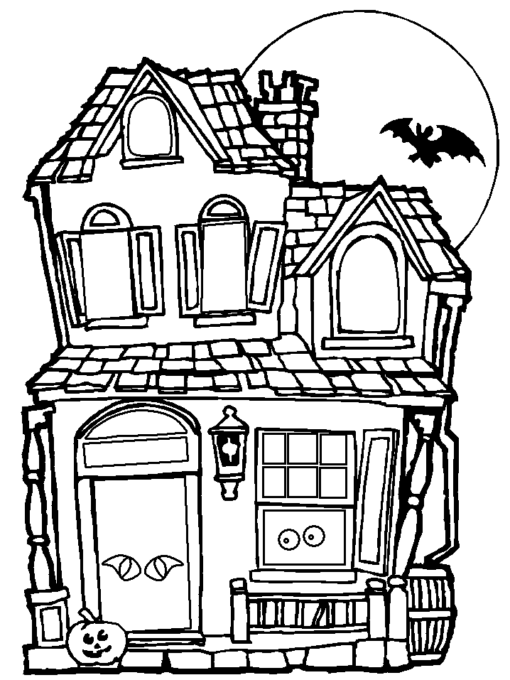 Free Coloring Pages Haunted House