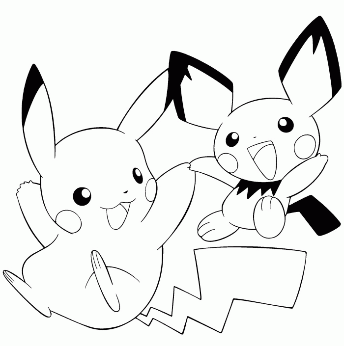 Pikachu With Little Pikachu Pokemon Coloring Pages - Pokemon 