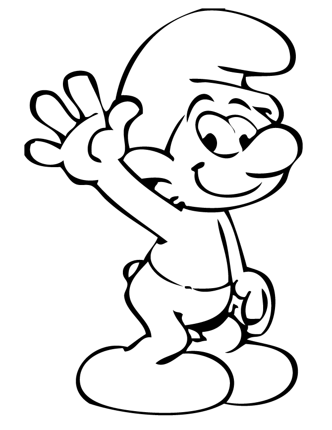 Smurf Waving Coloring Page
