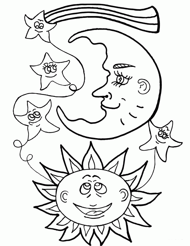 Sun Moon Star Coloring Pages