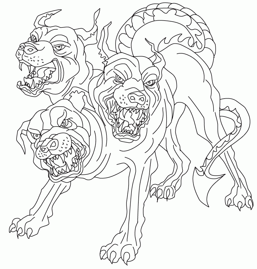 Cool Cerberus Greek Mythology Coloring Page Wut Source High 