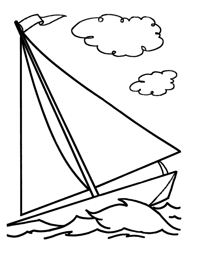 Simple Shapes Coloring pages | Sailboat | Transport
